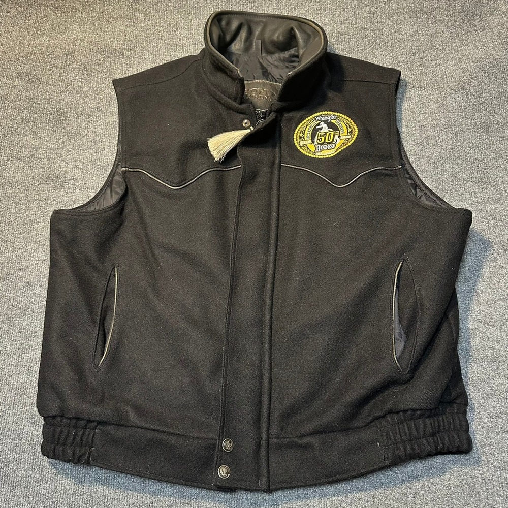 Boyd Gaming Gold Coast Wrangler 50th NFR Rodeo Wool Vest Mens XXL Black USA